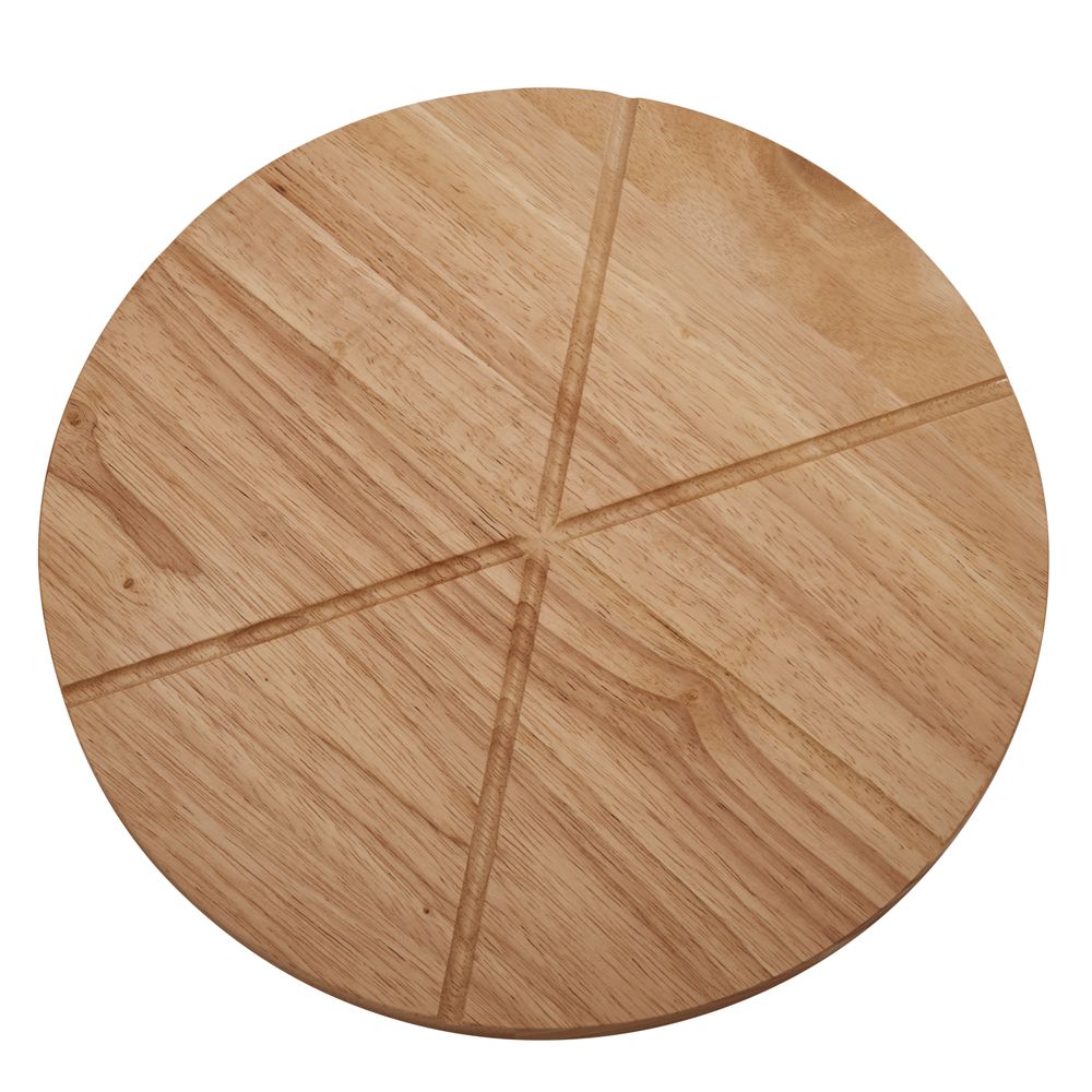 14" Wooden Pizza Board with Precision Cutting Wheel & Server