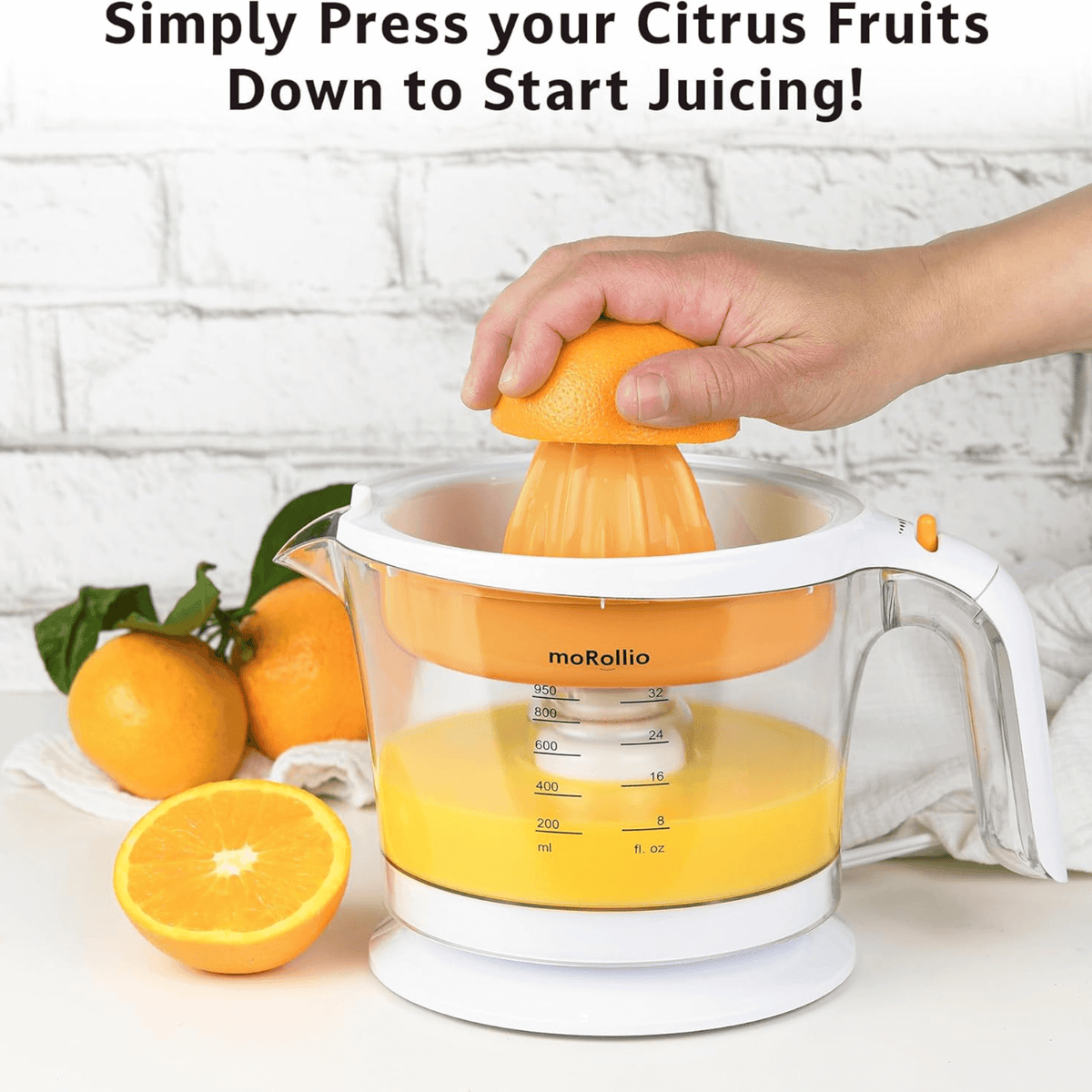 moRollio Compact 32oz Electric Citrus Juicer