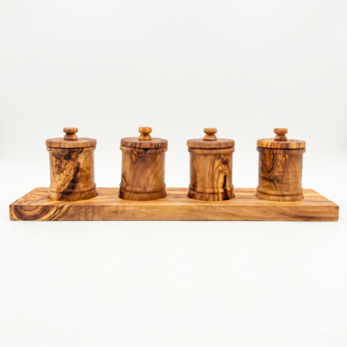 Olive Wood Canister Set – Handcrafted Kitchen Storage Jars for Coffee, Tea & Spices