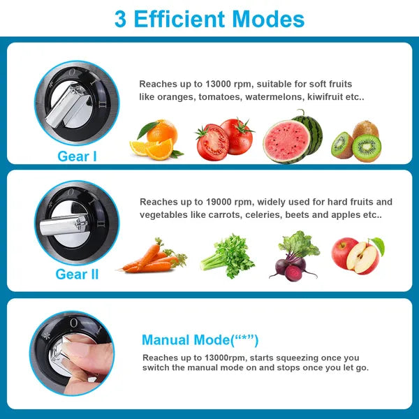 1000W Centrifugal Juicer Juice Extractor With 2 Speeds 3.6in Wide Feed