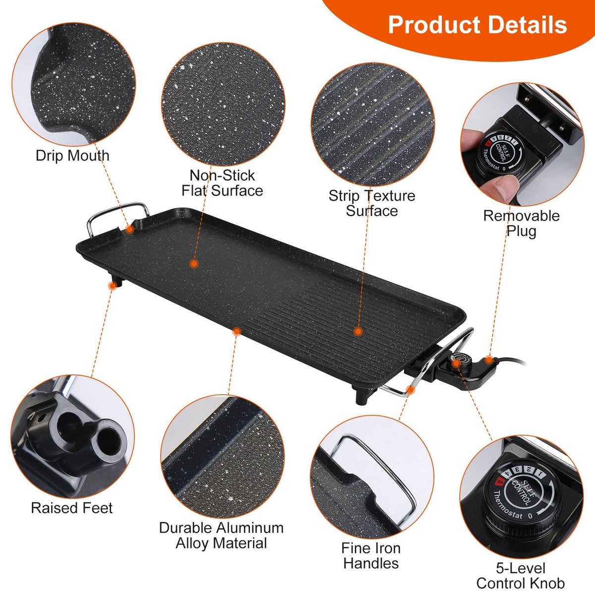 1Pc Electric Barbecue Grill Hot Plate Cooking BBQ Griddle Non Stick