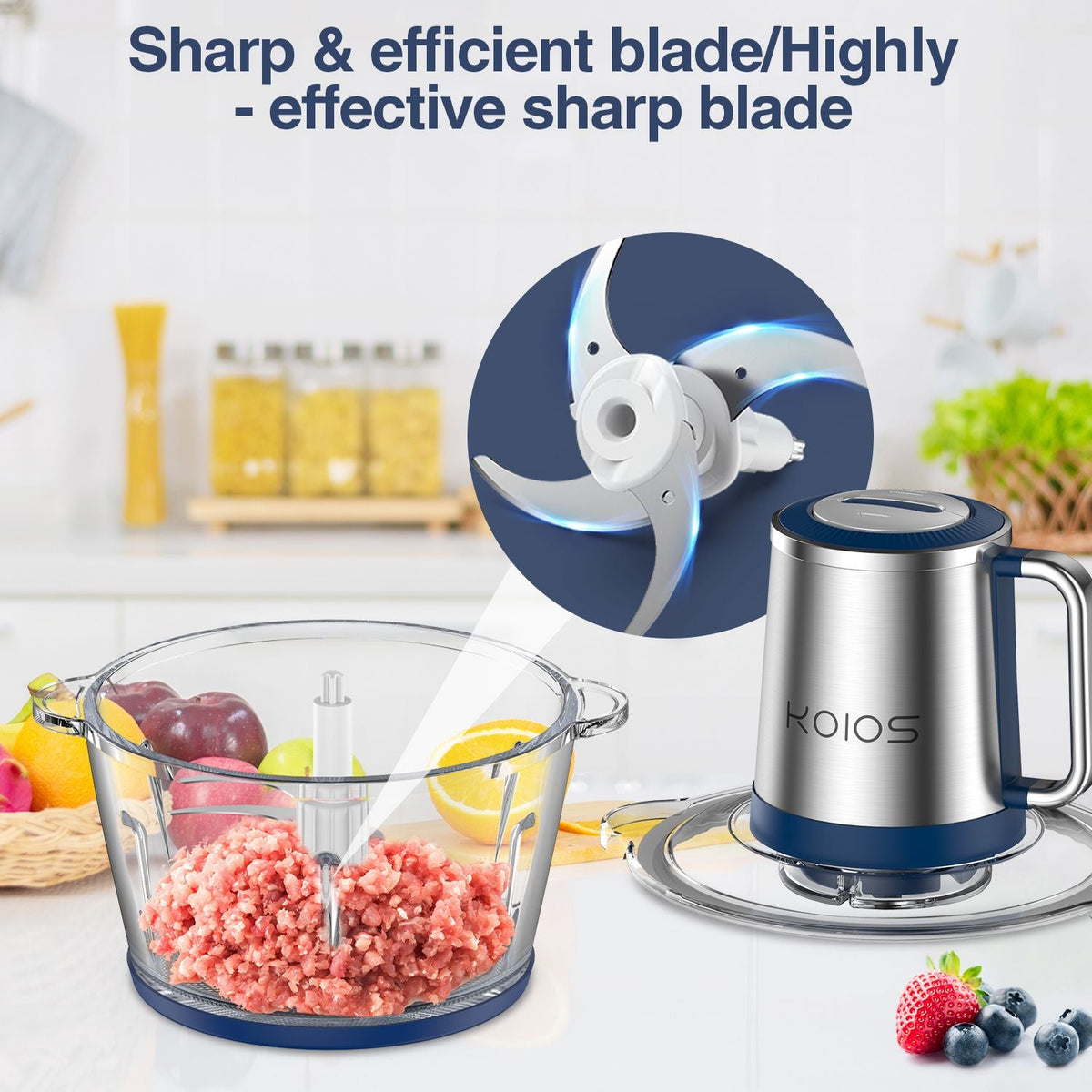 KOIOS 2L Electric Food Chopper Processor Vege Meat Grinder Mixer 2