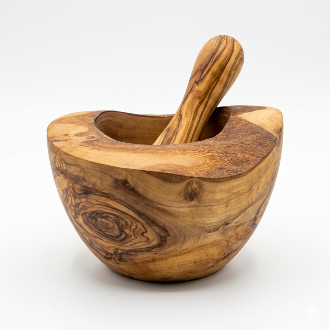 Olive wood mortar and pestle