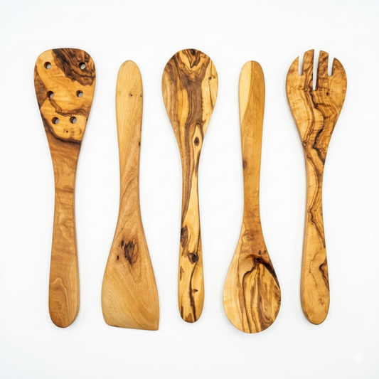 Wood kitchen serving set