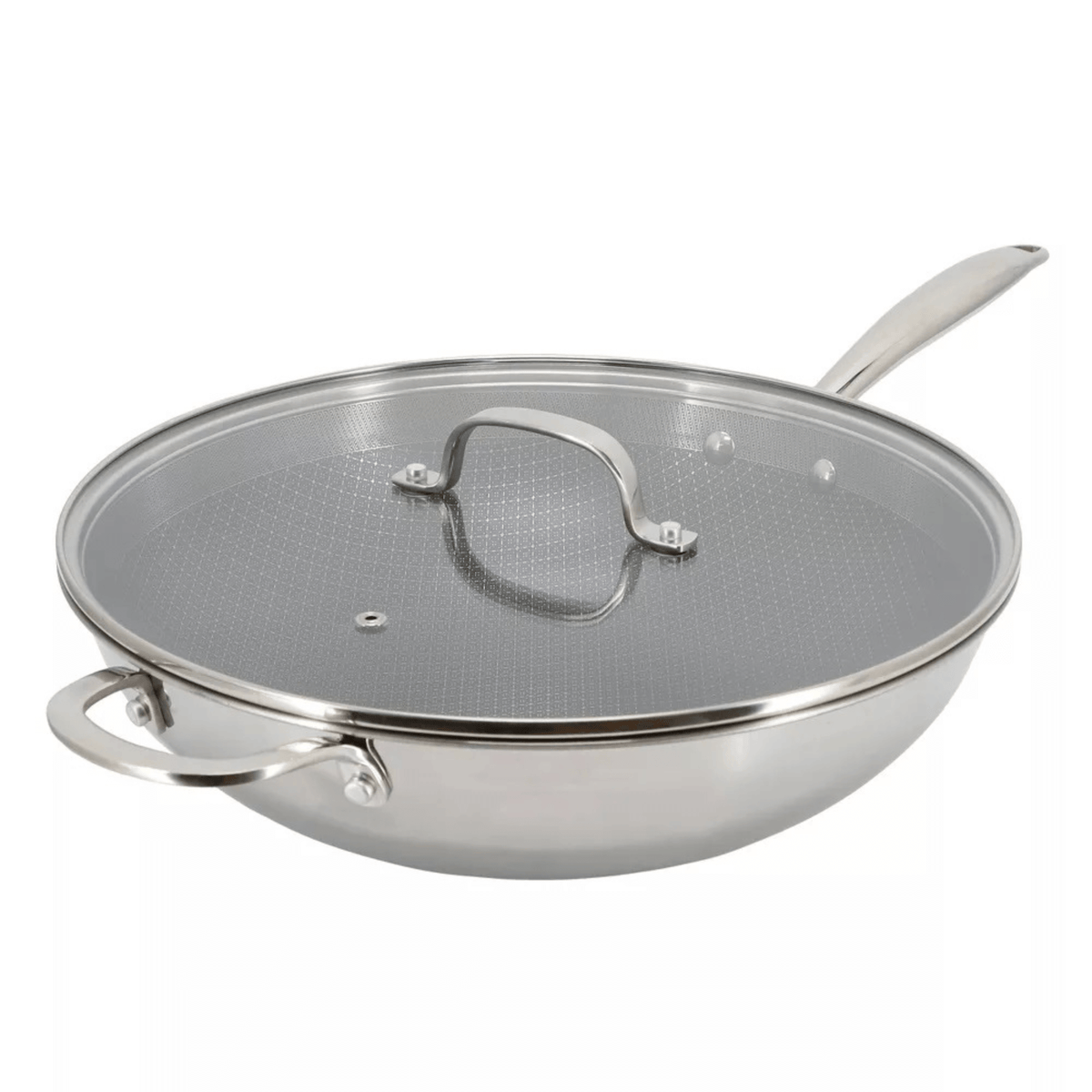 Better Chef 12.5-Inch 3-Ply Stainless Steel Nonstick Wok with Lid