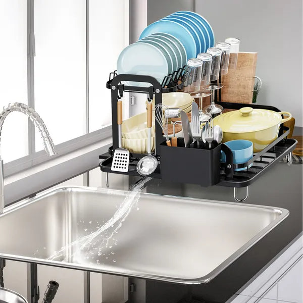 2-Tier Dish Drying Rack For Kitchen Counter Space Saving Rustproof