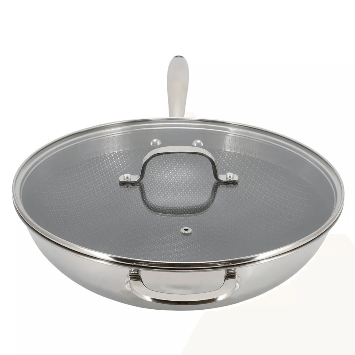 Better Chef 12.5-Inch 3-Ply Stainless Steel Nonstick Wok with Lid