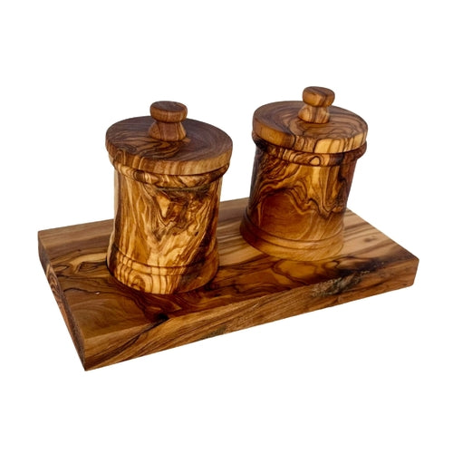 Olive Wood Canister Set – Handcrafted Kitchen Storage Jars for Coffee, Tea & Spices