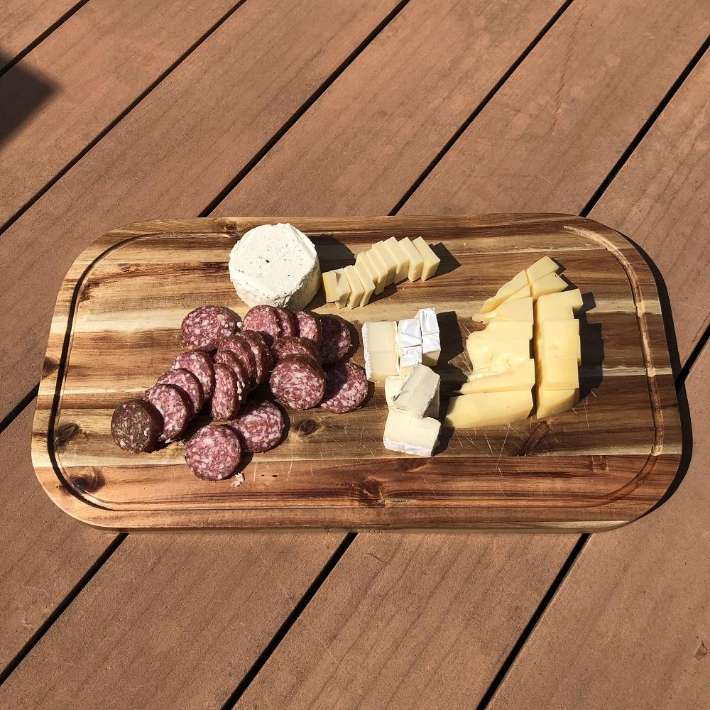 Zavis Green Acacia Wood Serving Rounded Cutting Board With Juice