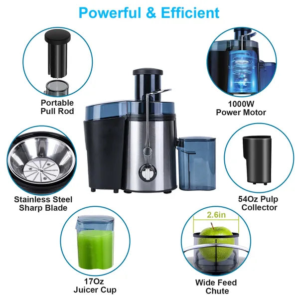 1000W Centrifugal Juicer Juice Extractor With 2 Speeds 3.6in Wide Feed