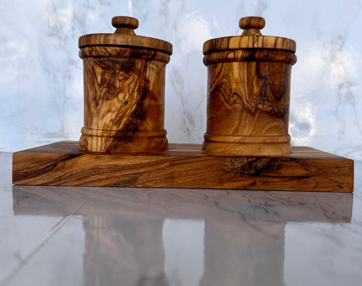 Olive Wood Canister Set – Handcrafted Kitchen Storage Jars for Coffee, Tea & Spices