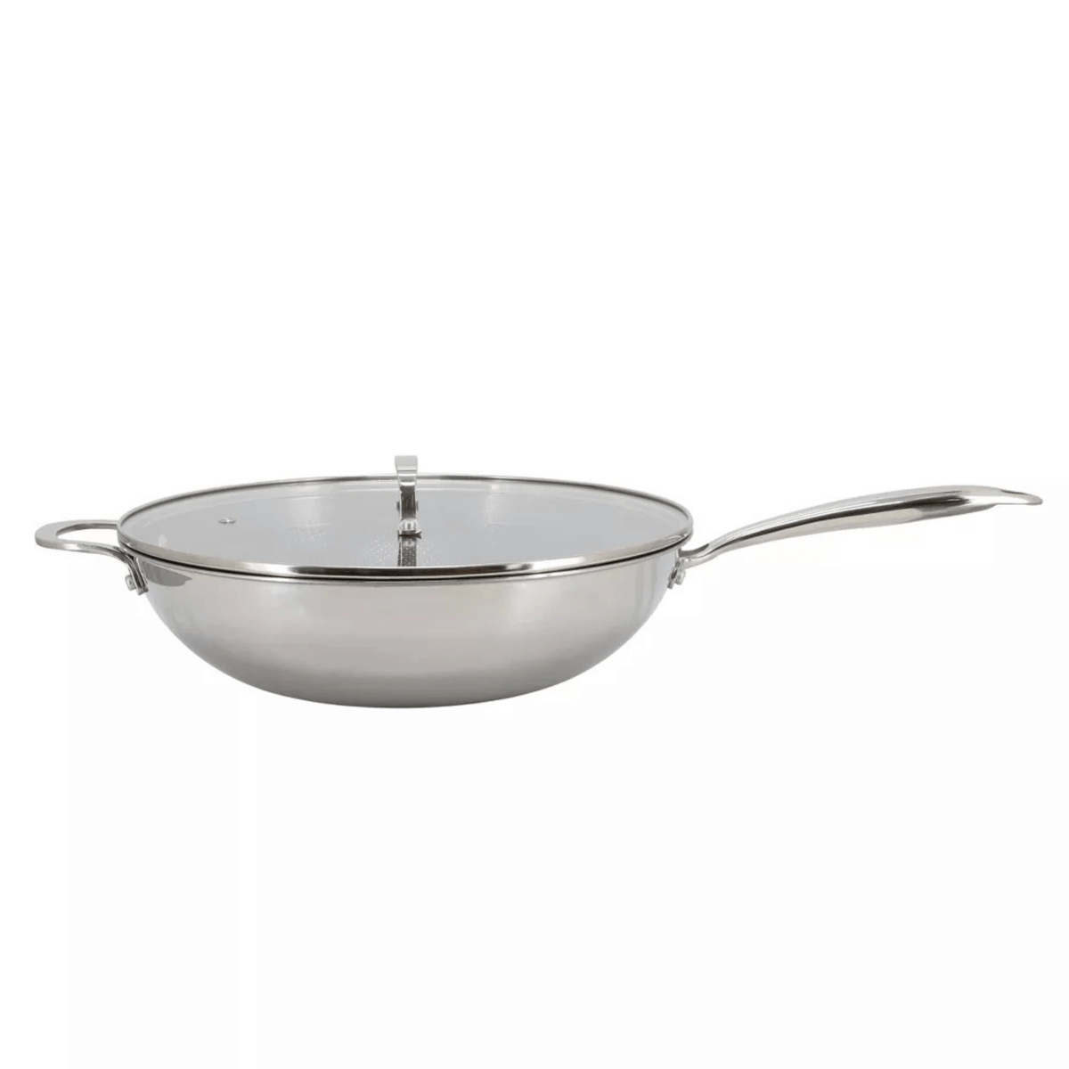Better Chef 12.5-Inch 3-Ply Stainless Steel Nonstick Wok with Lid