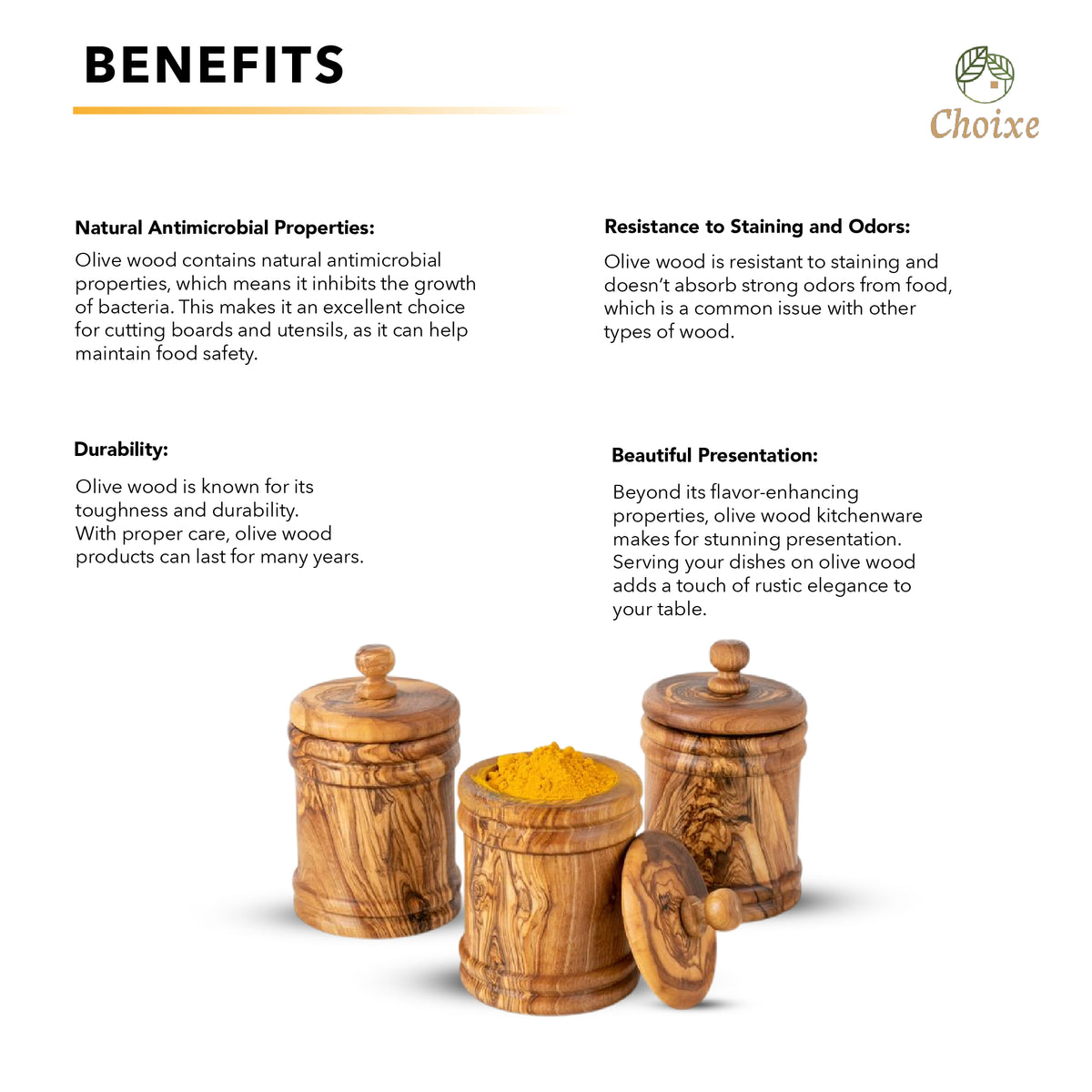 Olive Wood Canister Set – Handcrafted Kitchen Storage Jars for Coffee, Tea & Spices